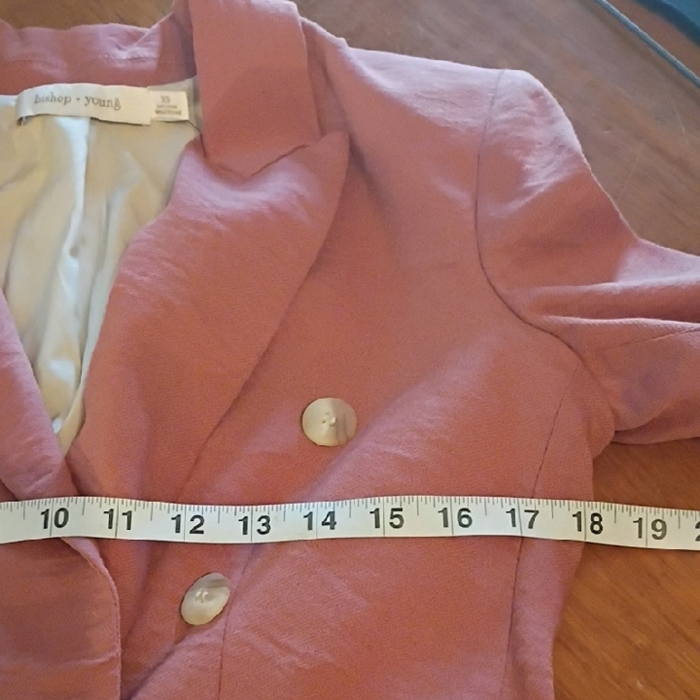 NWT Bishop + young ( Anthropologie)  Double-Breasted Rosey/ Salmon  Blazer. - Picture 10 of 11